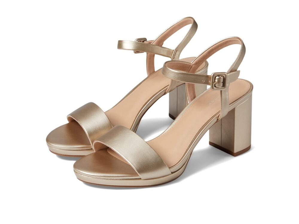 Rockport Tabitha Two-Strap Gold leather Women's Heeled Sandal Size 9.5 Wide